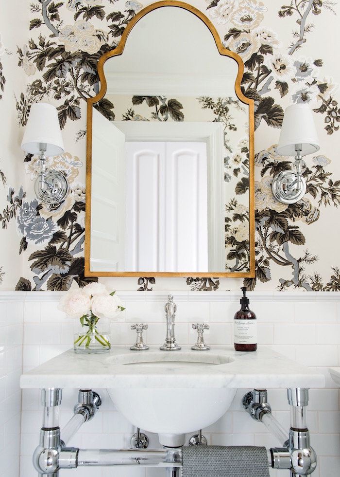 feminine floral powder room