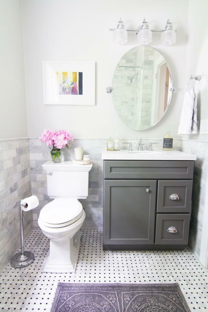 feminine lavender powder room