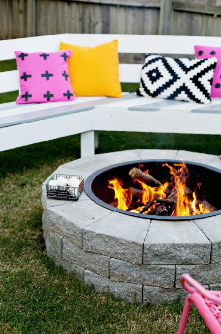 Fire pit modern backyard