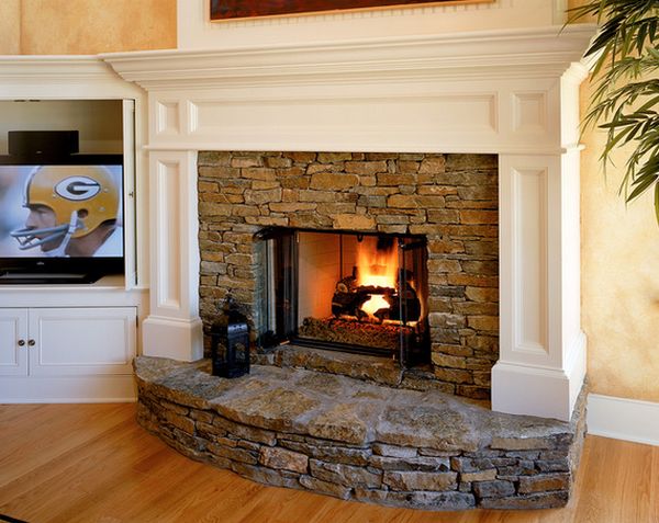 Fireplace with white painted wood