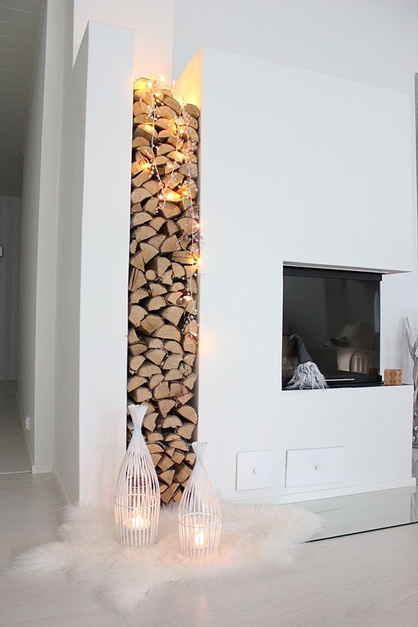 Firewood space storage into the wall