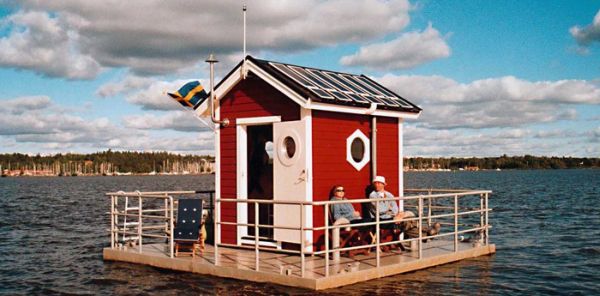 Floating house on the lake