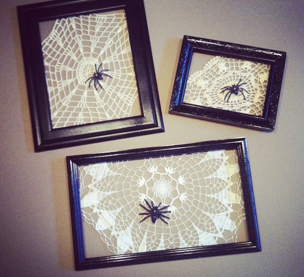 Framed doily spiderweb