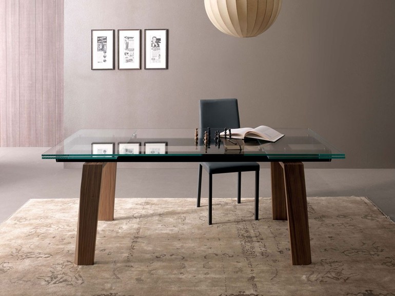 Frau rectangular glass dining table on top