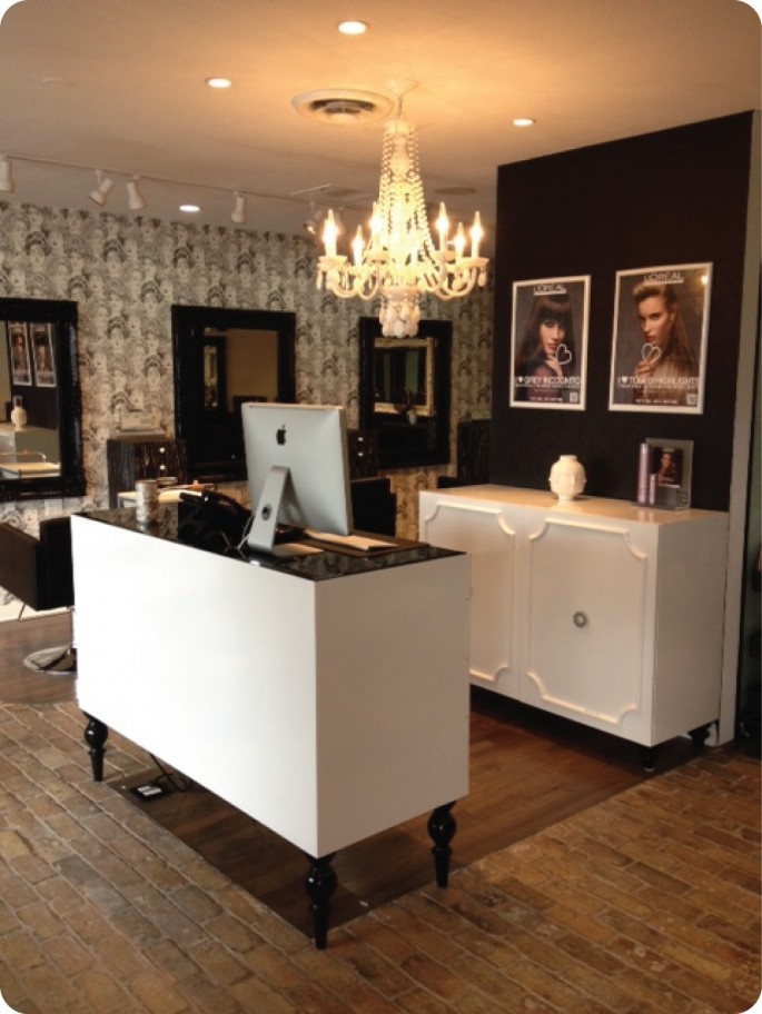 Freestanding salon reception desk