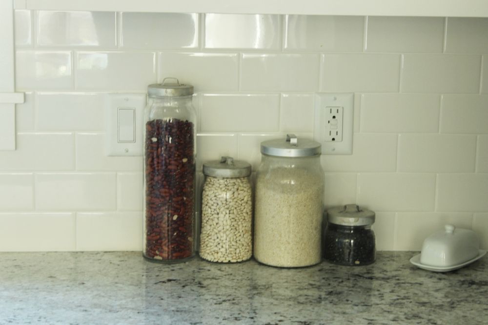frequently in glass jars on the countertops