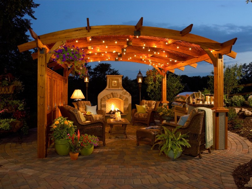 Front yard landscaping pergola