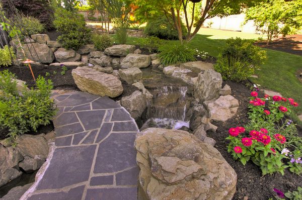 Garden water feature rocks