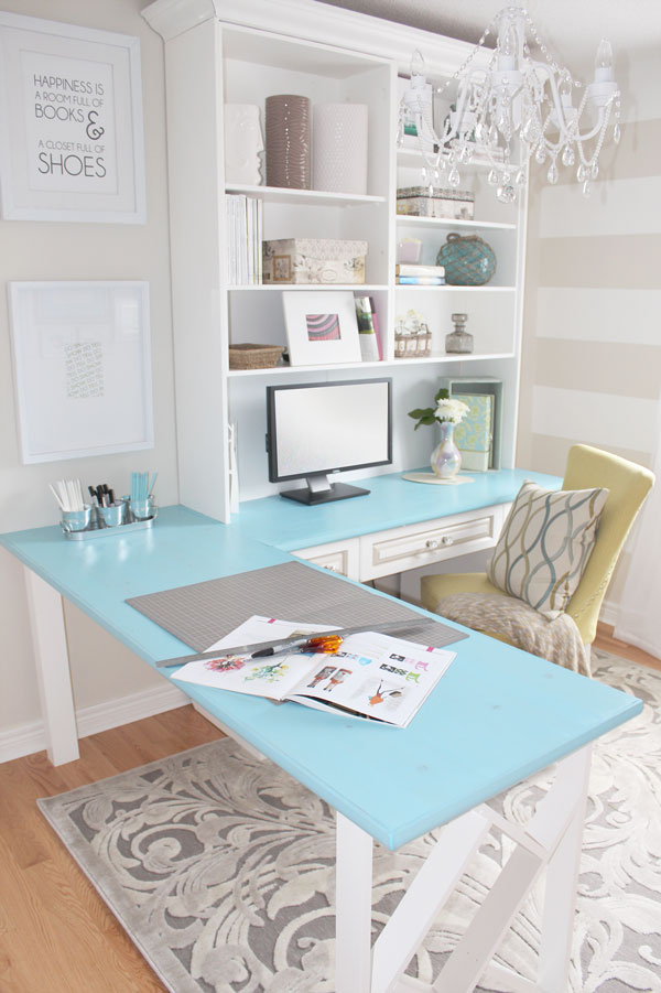 Glass chandelier office room turquoise top