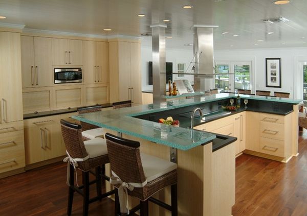 Glass kitchen island top