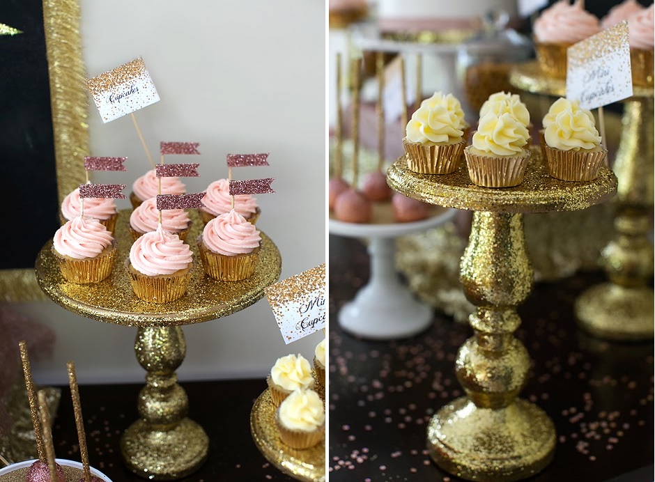 Glitter cupcake stand gold