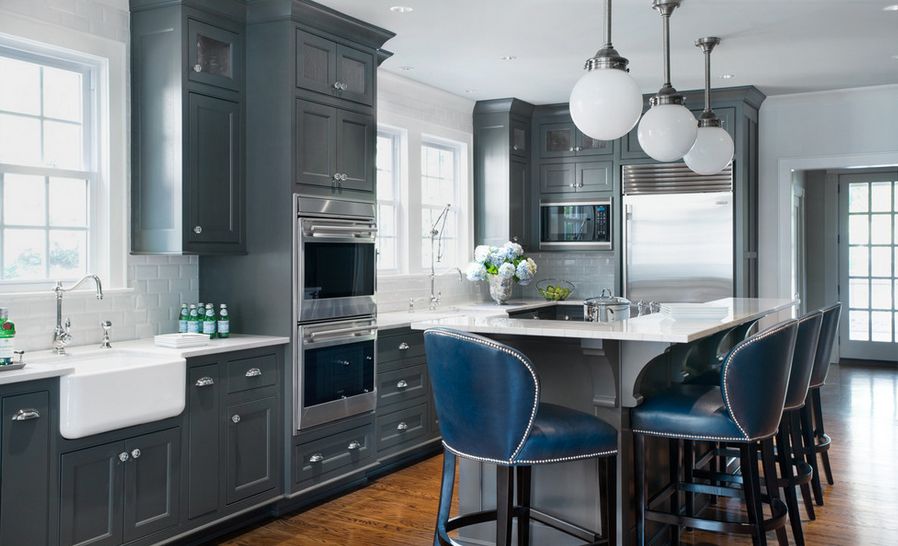 Gray glossy kitchen design
