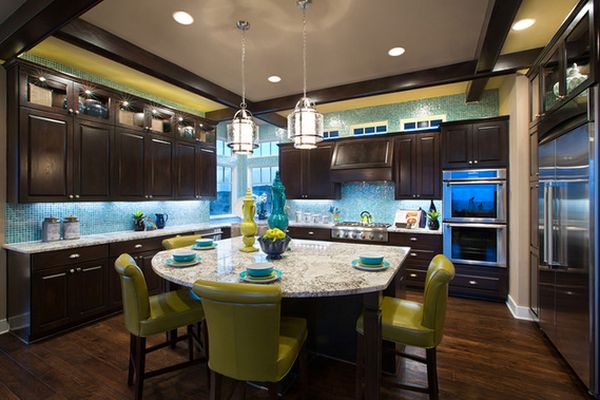 Green leather chairs for bar