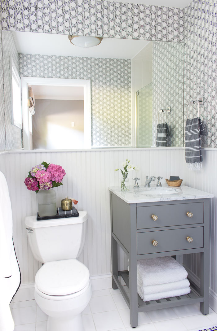 grey polka dot bathroom