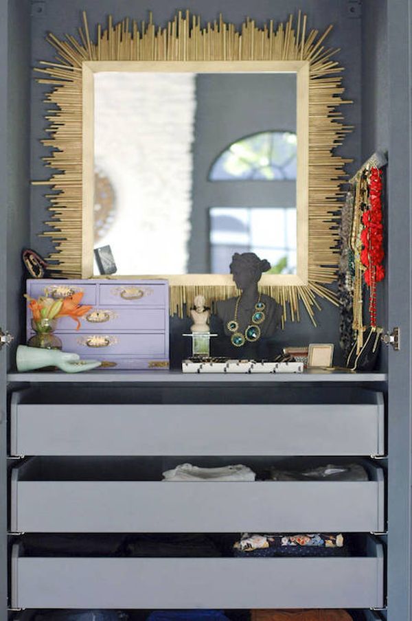 Hang a mirror for a tiny closet