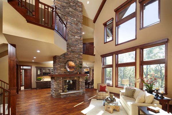 High ceiling living room