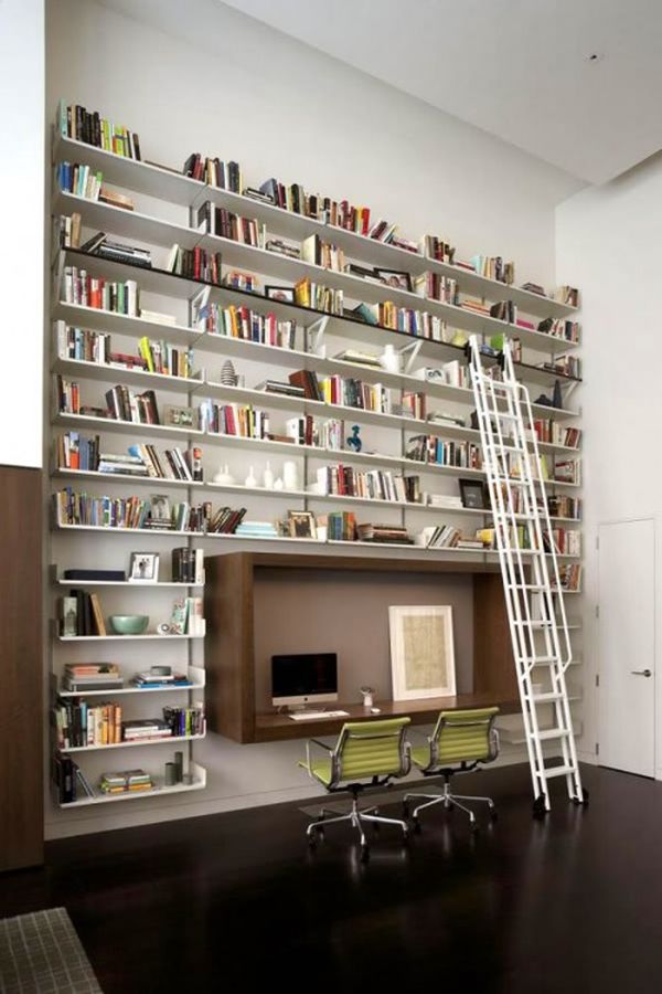 High ceilings wall home library