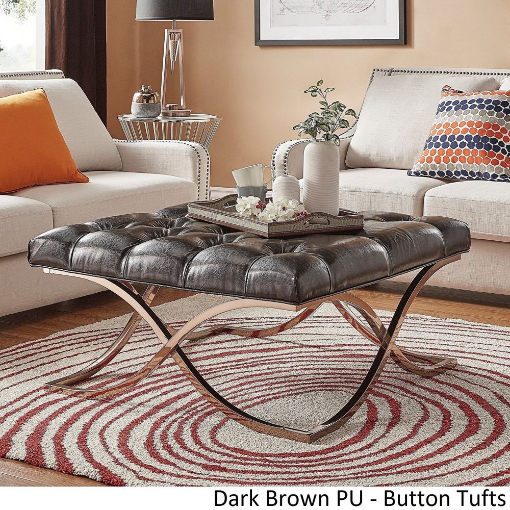 A stylish coffee table with an ottoman top