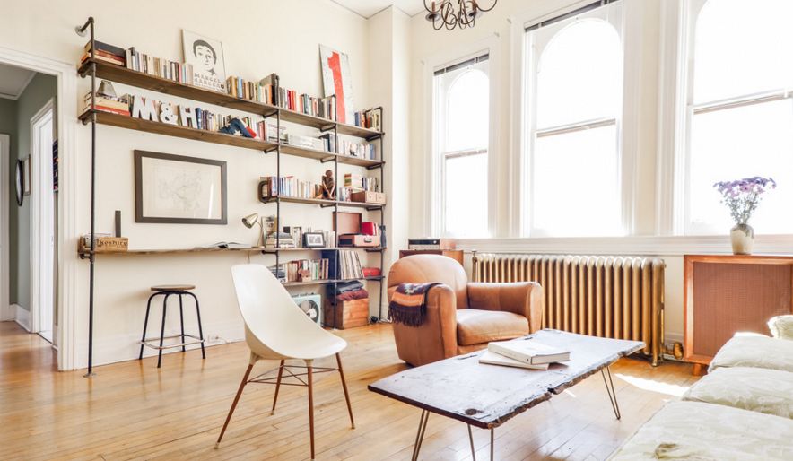 industrial custom-built bookcase