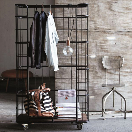 industrial-looking coat clothes rack