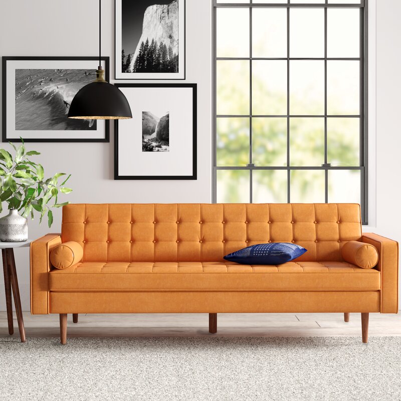 Kaiden wide faux leather sofa