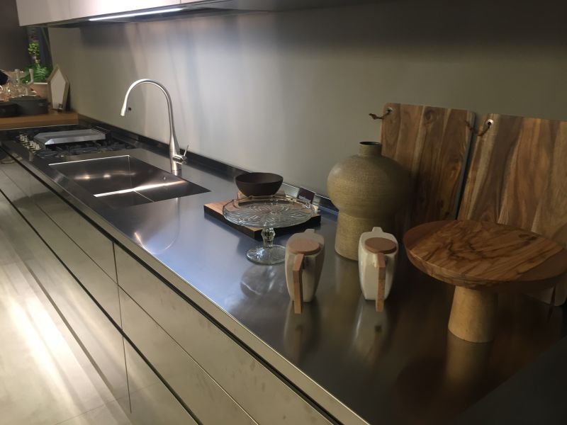 Kitchen with stainless steel countertop design