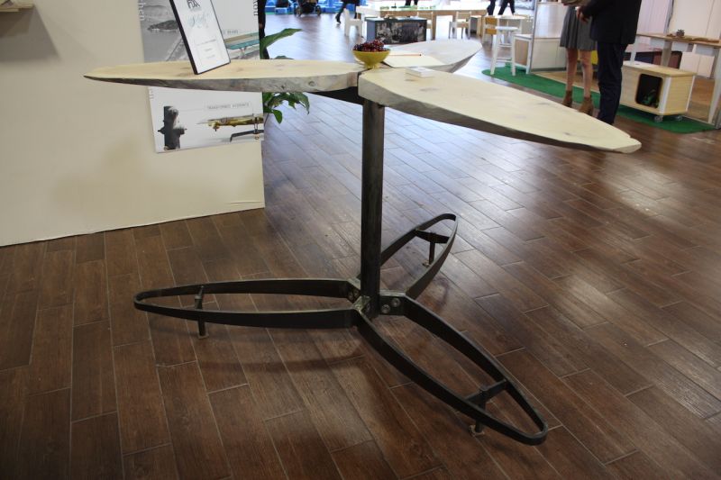 This unusual table from Cravens Partners is made from up cycled pilings. "Search & Rescue" is the motto of this company that takes waste materials that were the "quintessence of their localities" and turns them into new furnishings that serve people better. This table, with it's winged construction, encourage conversation.