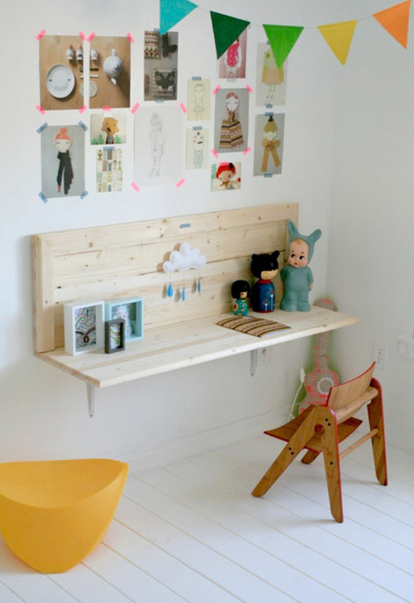 L shaped wall children desk