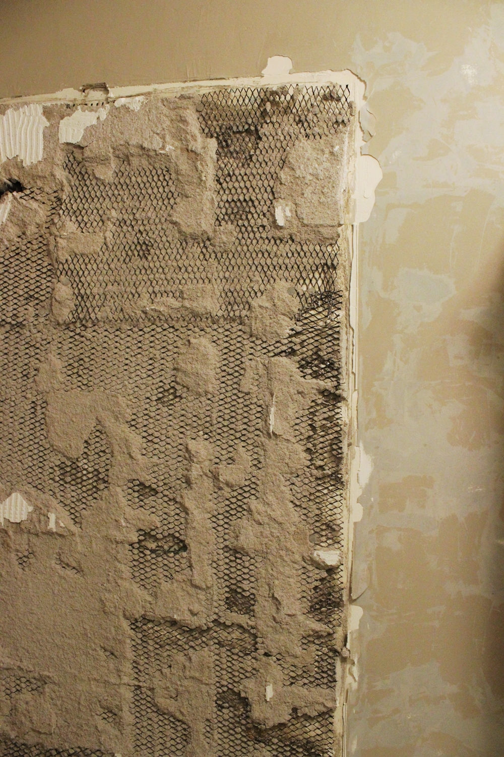 large clumps of mortar are still stuck