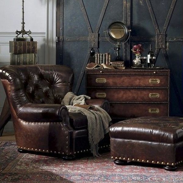 Leather armchair masculine room