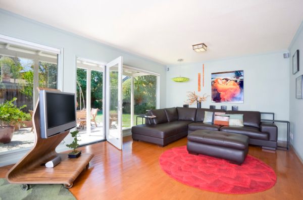 Leather sofa living room