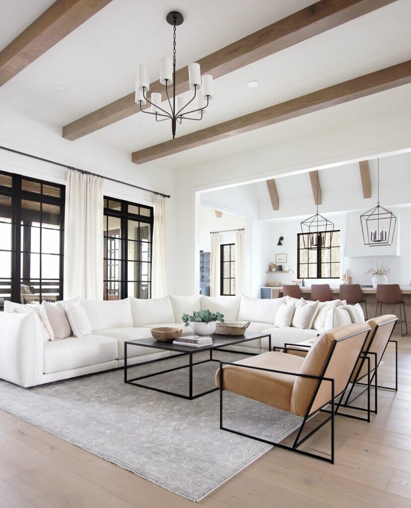 Living room modern beams 828x1024