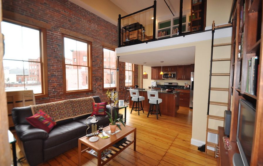 Loft bed contemporary kitchen underneath