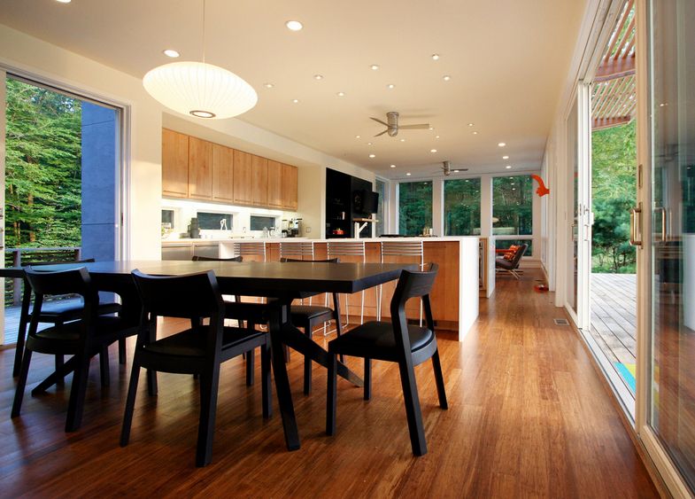 Long narrow open space bamboo flooring