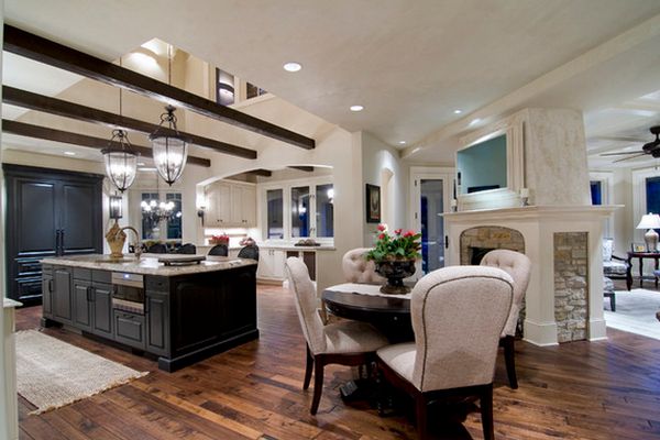 Luxury kitchen design wood flooring