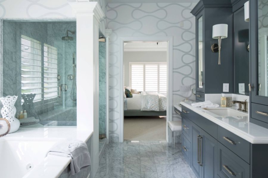 Bathroom wallpaper with Unexpected beauty decor