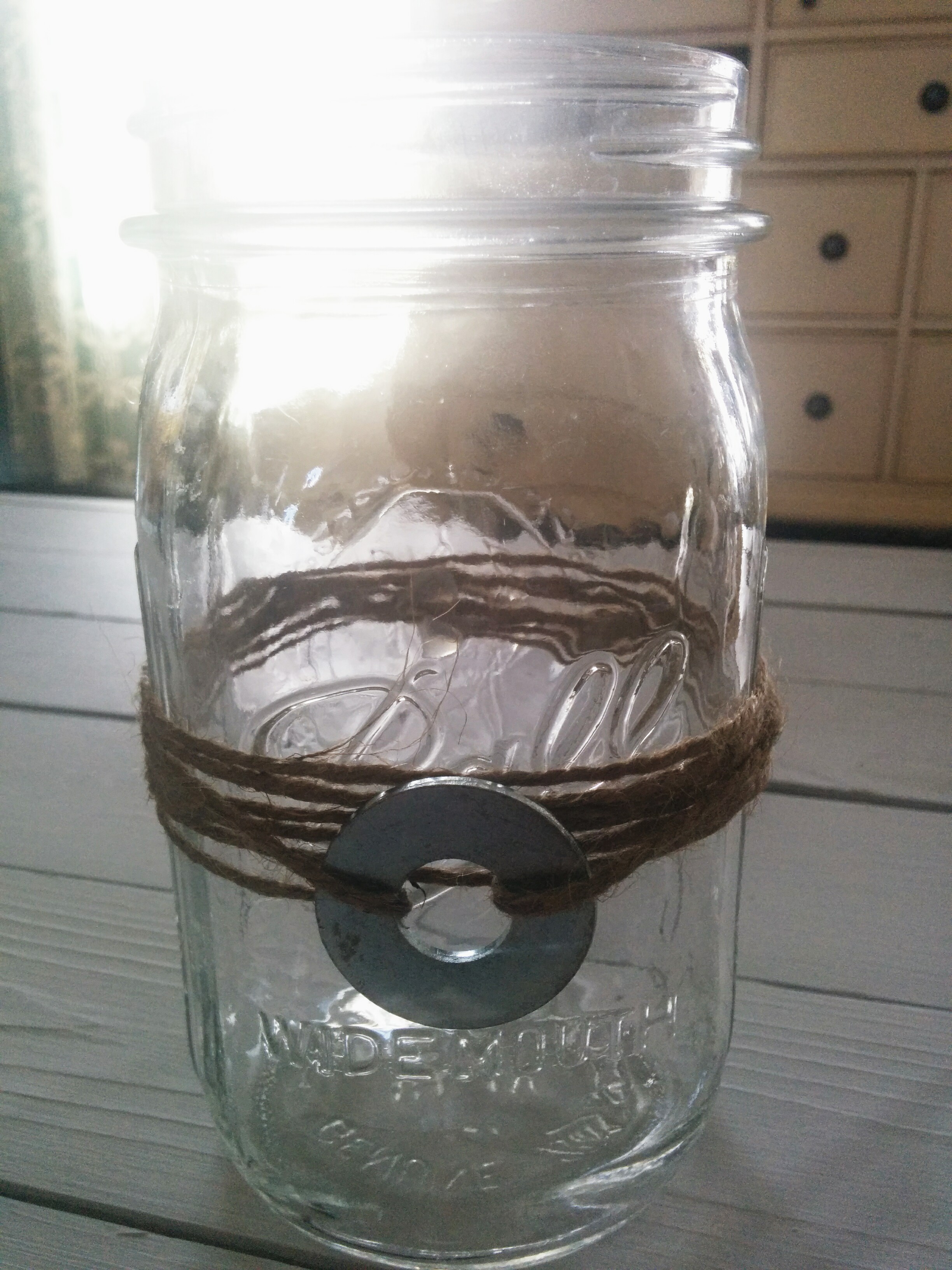 Mason jar DIY detail washer twine 1