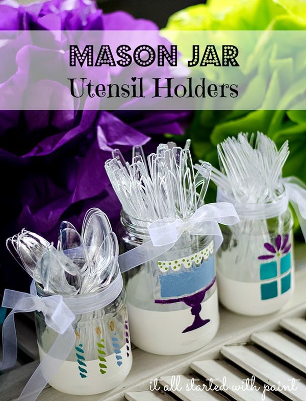 Mason jar utensil holders 4