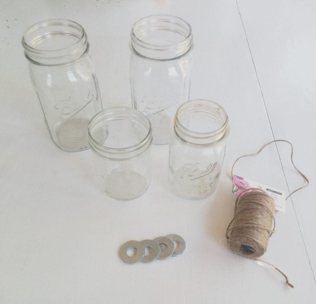 Materials needed to craft fall mason jar vases