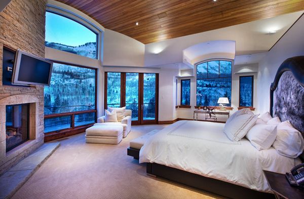 Master bedroom mountain views big windows