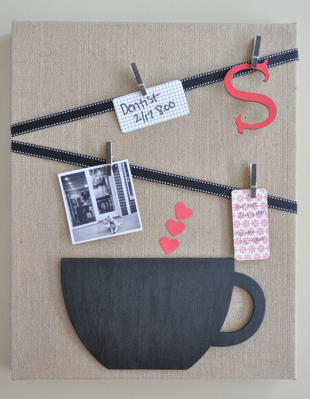 Memo board from burlap