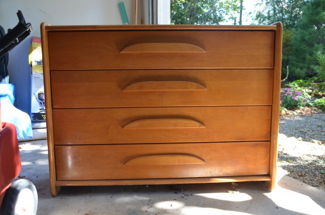 Mid century dresser turned into changing table