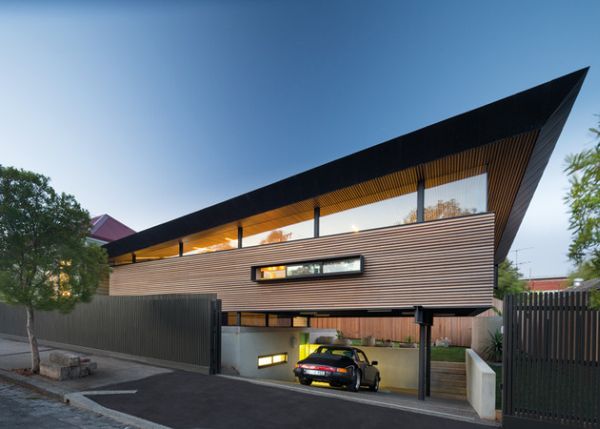 Modern angular extension to edwardian cottage style house
