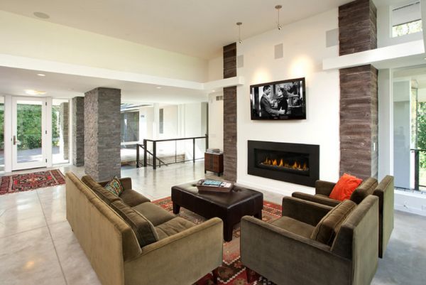 Modern fireplace tv above