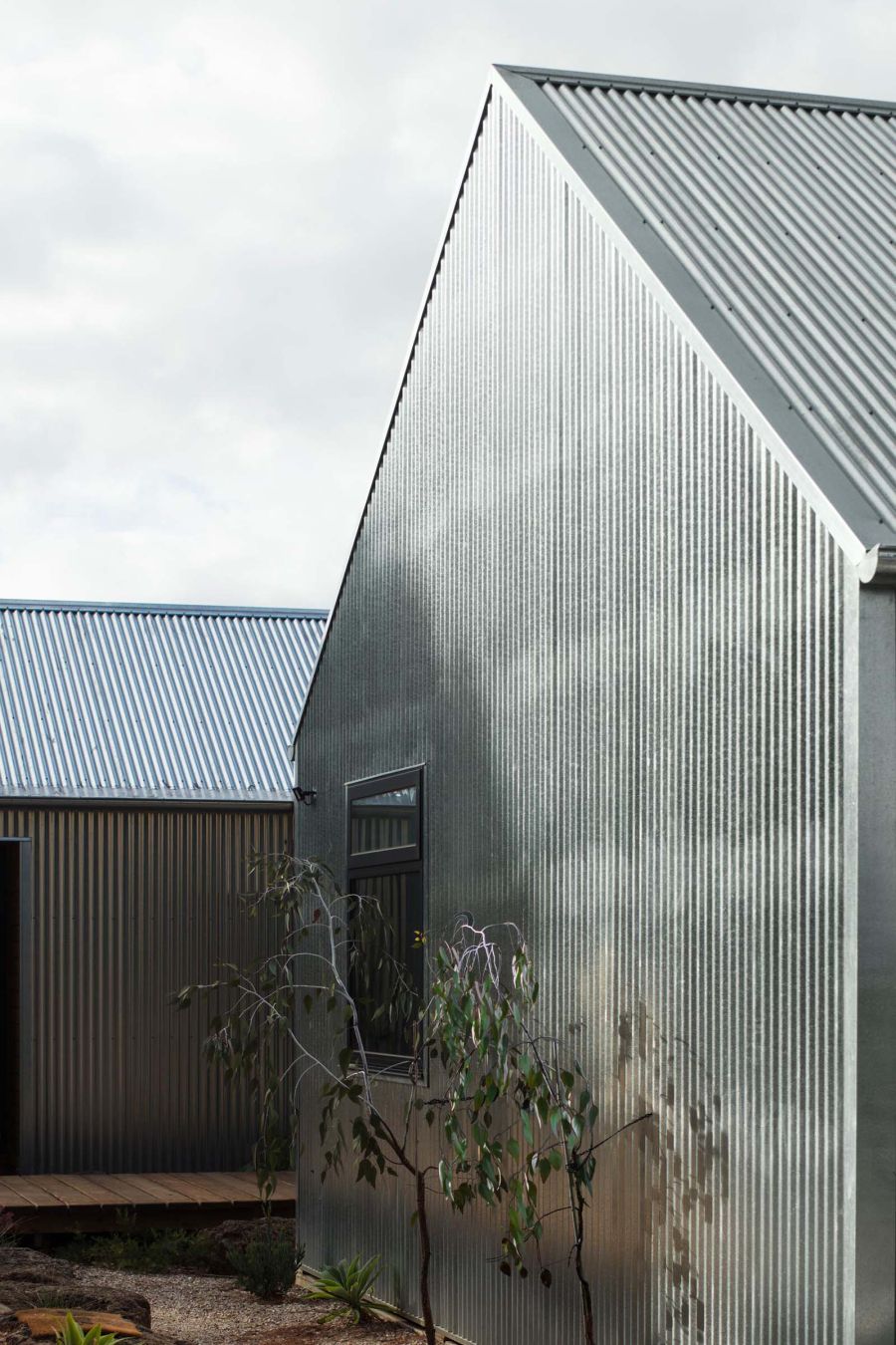 Modern home corrugated metal siding view