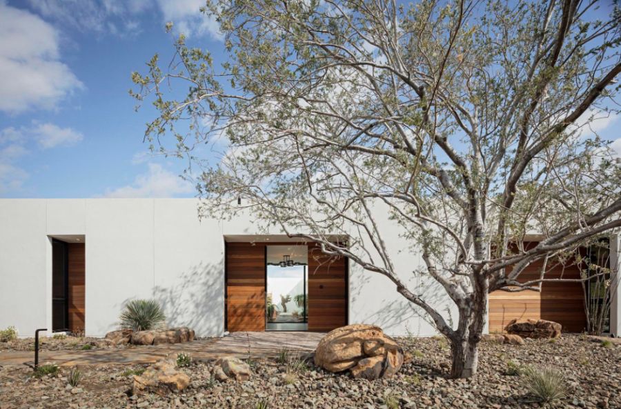 Modern house desert architecture entry area