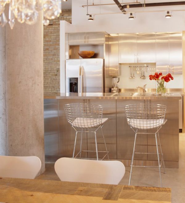 Modern kitchen bar chairs stainless design