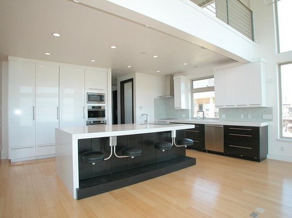 Modern kitchen floating bar chairs