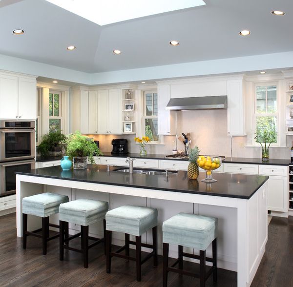 Modern kitchen island with chairs