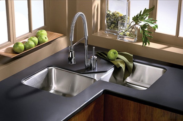 Modern kitchen with a corner sink